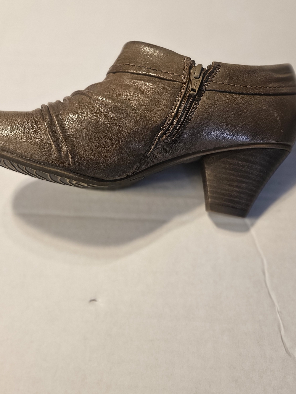 Pure Sole Women’s Brown Ruched Leather Ankle Heels - Picture 5 of 10